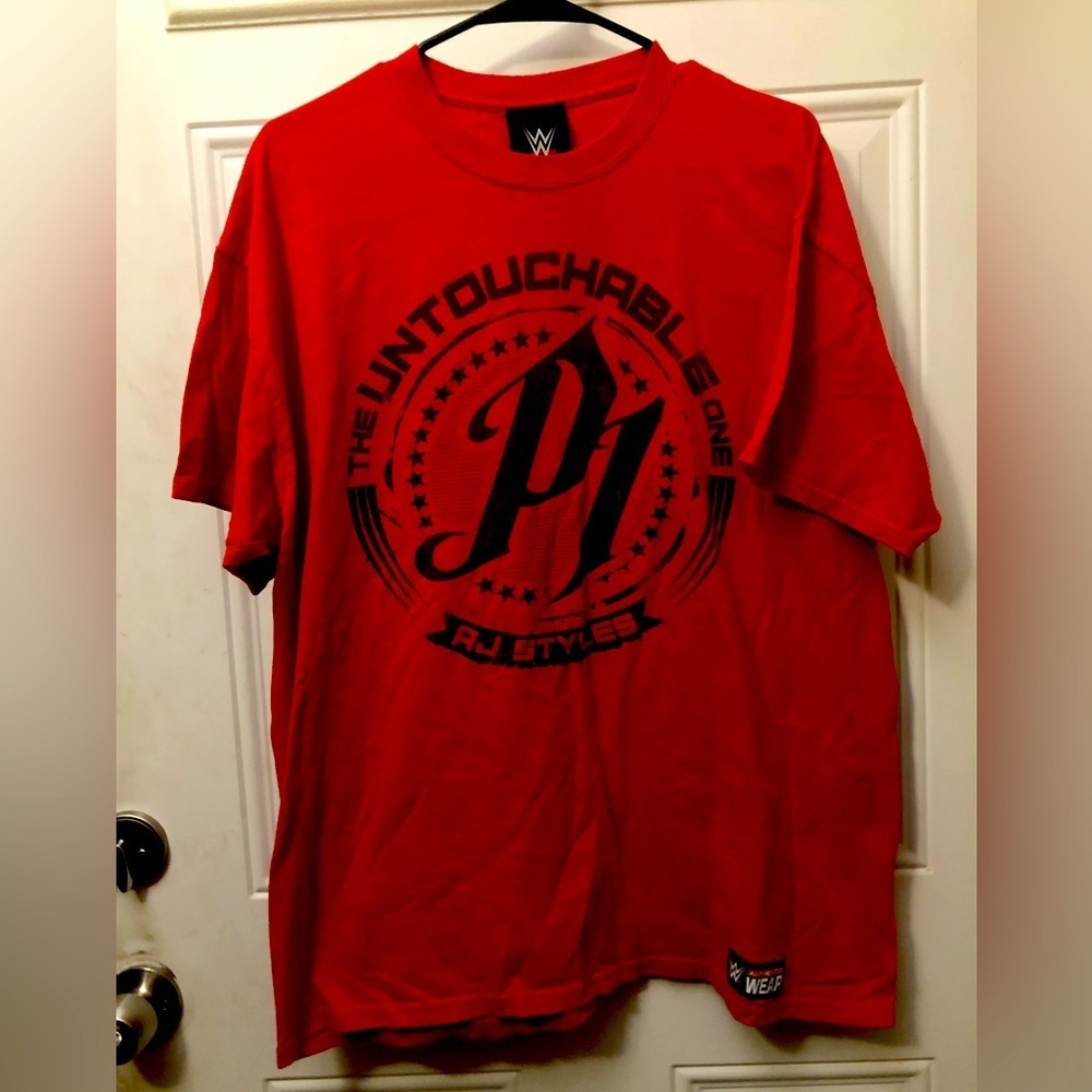 WWE Red AJ STYLES P1 UNTOUCHABLE Extra Large t-shirt